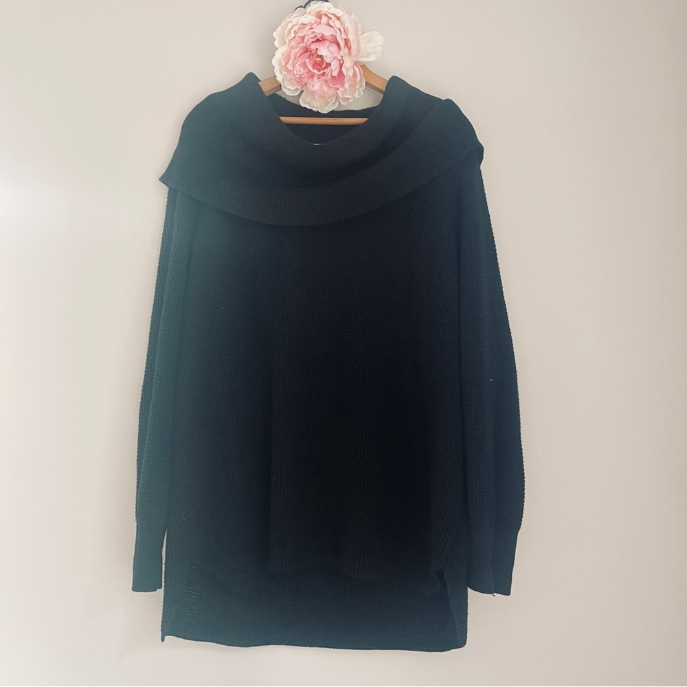 MICHAEL Michael Kors Black Cowl Neck Sweater 2X Cotton Blend Poetcore Plus